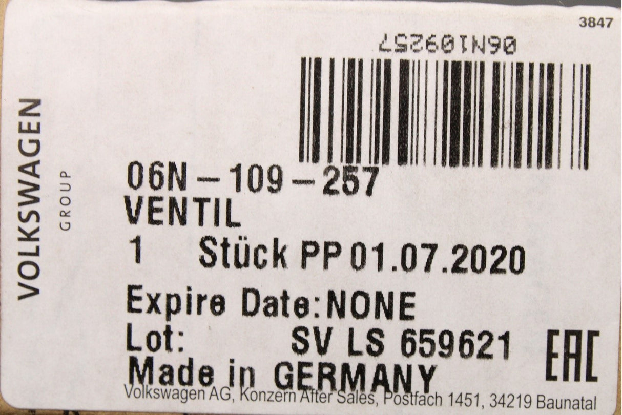 VW Audi Skoda SEAT Cupra 2018-on camshaft VVT valve (2.0 TFSI) 06N109257