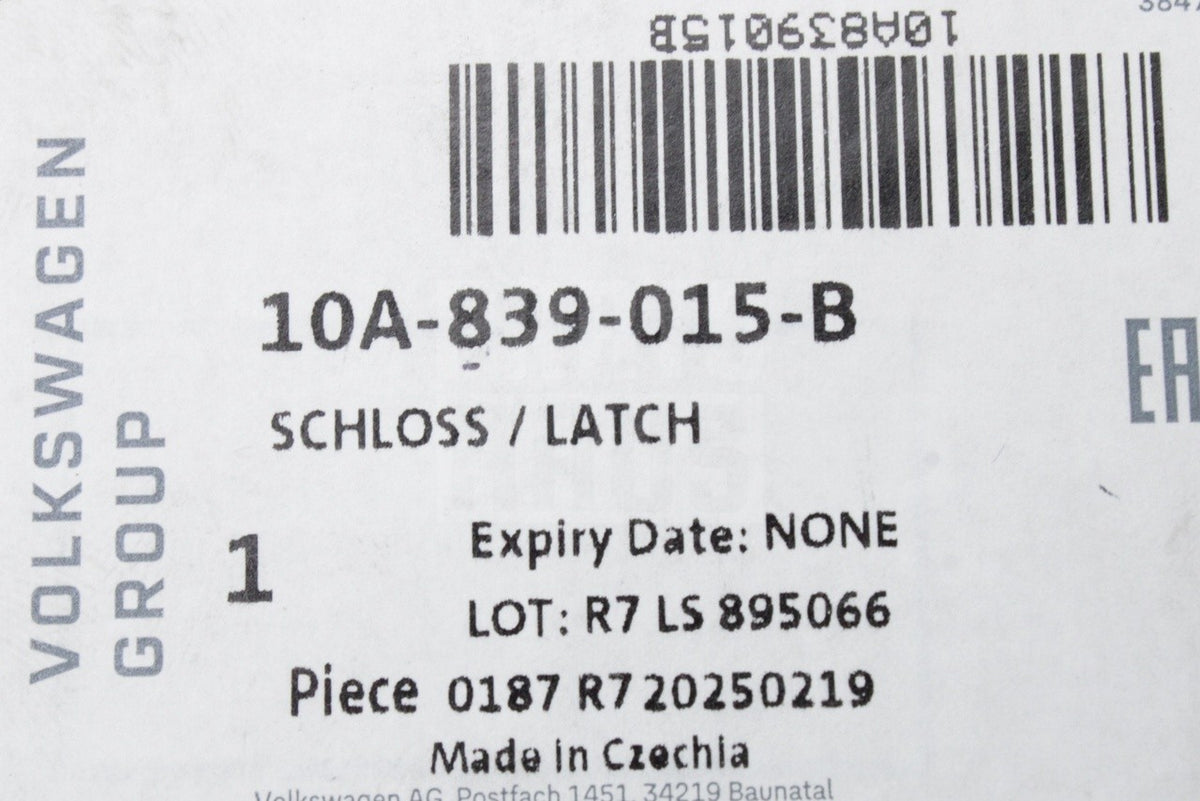 VW T-Cross 19-on Polo 18-on ID.3 Taigo rear door lock (left) 10A839015B