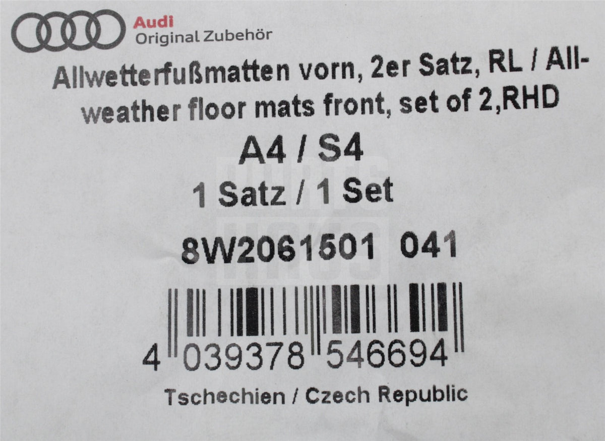 Audi A4 S4 B9 2016-2020 front rubber floor mats set (RHD) 8W2061501 041