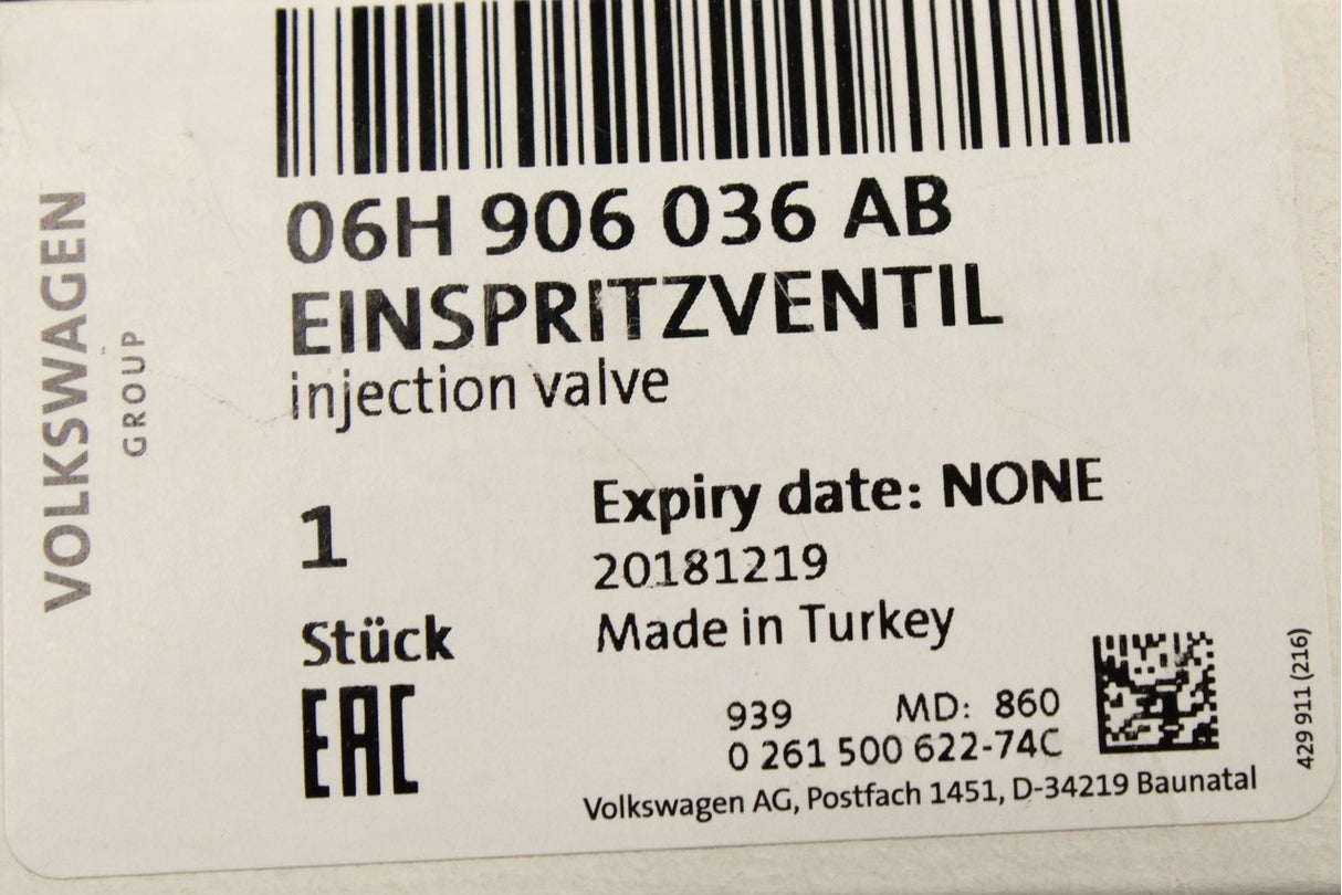 VW Audi Skoda SEAT 2.0 TSI TFSI fuel injector 06H906036AB