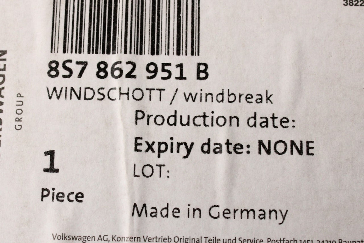 Audi TT TTS TTRS Roadster 2015-on windbreak (rear) 8S7862951B