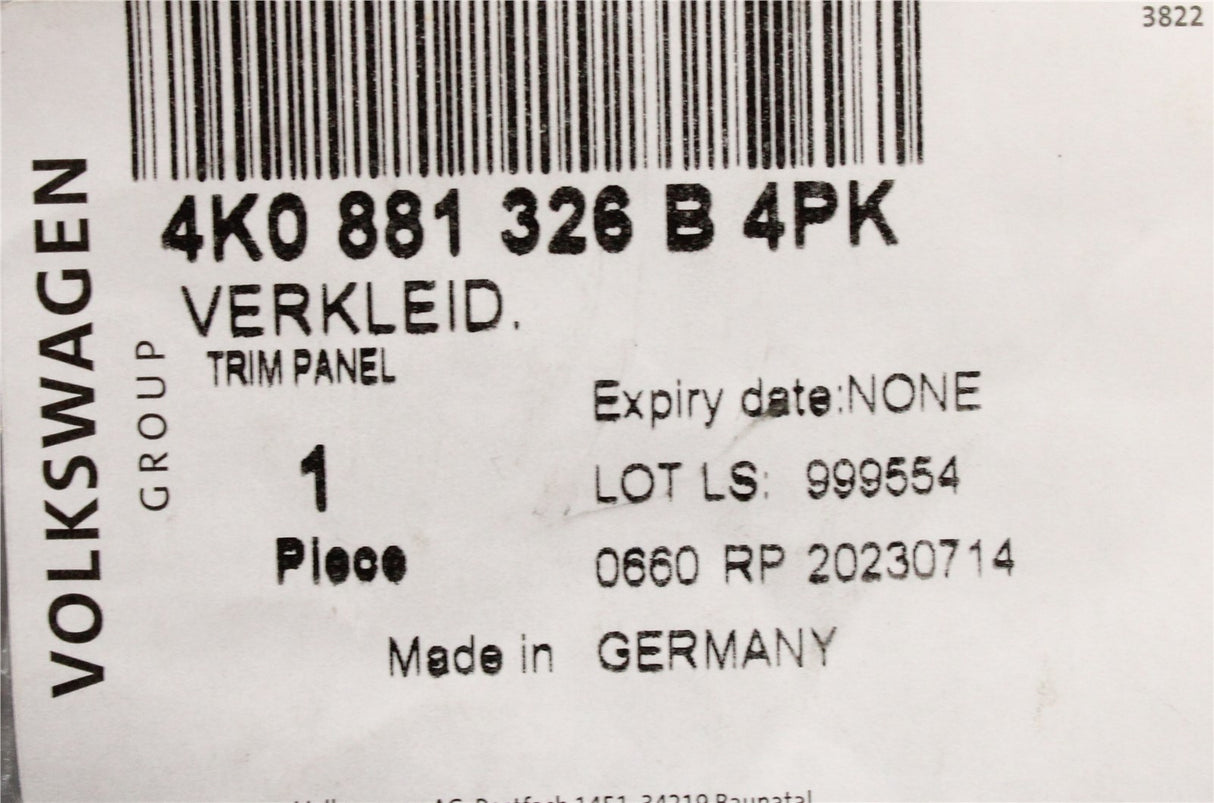 Audi A3 A6 Q3 RS6 RS7 front seat base outer trim (right) 4K0881326B 4PK
