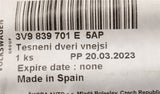Skoda Superb Combi 2015-2024 door seal (rear left outer) 3V9839701E 5AP