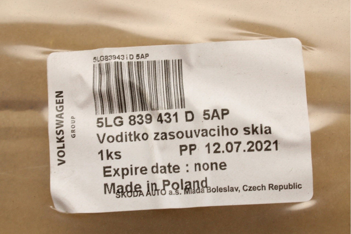 Skoda Enyaq 2021-on window guide seal (rear left) 5LG839431D 5AP
