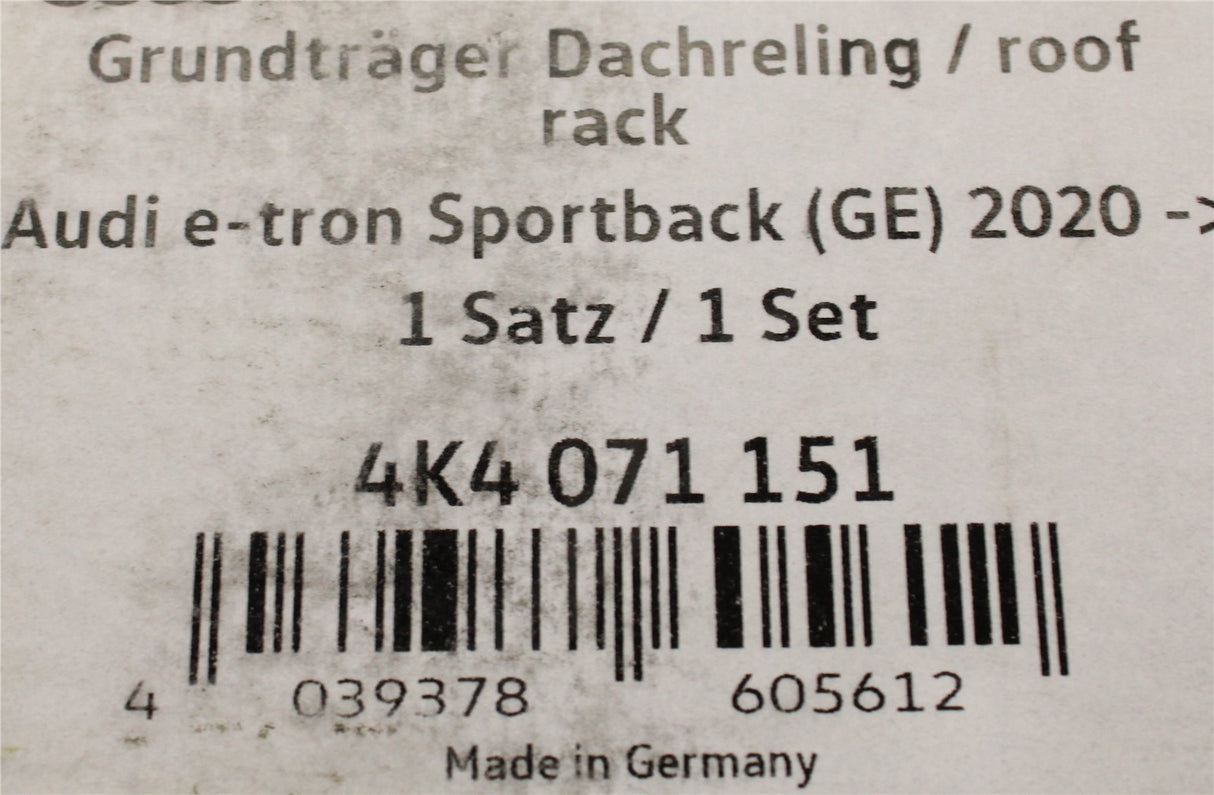Audi e-tron 19-on Q8 e-tron 24-on accessory roof bars 4K4071151