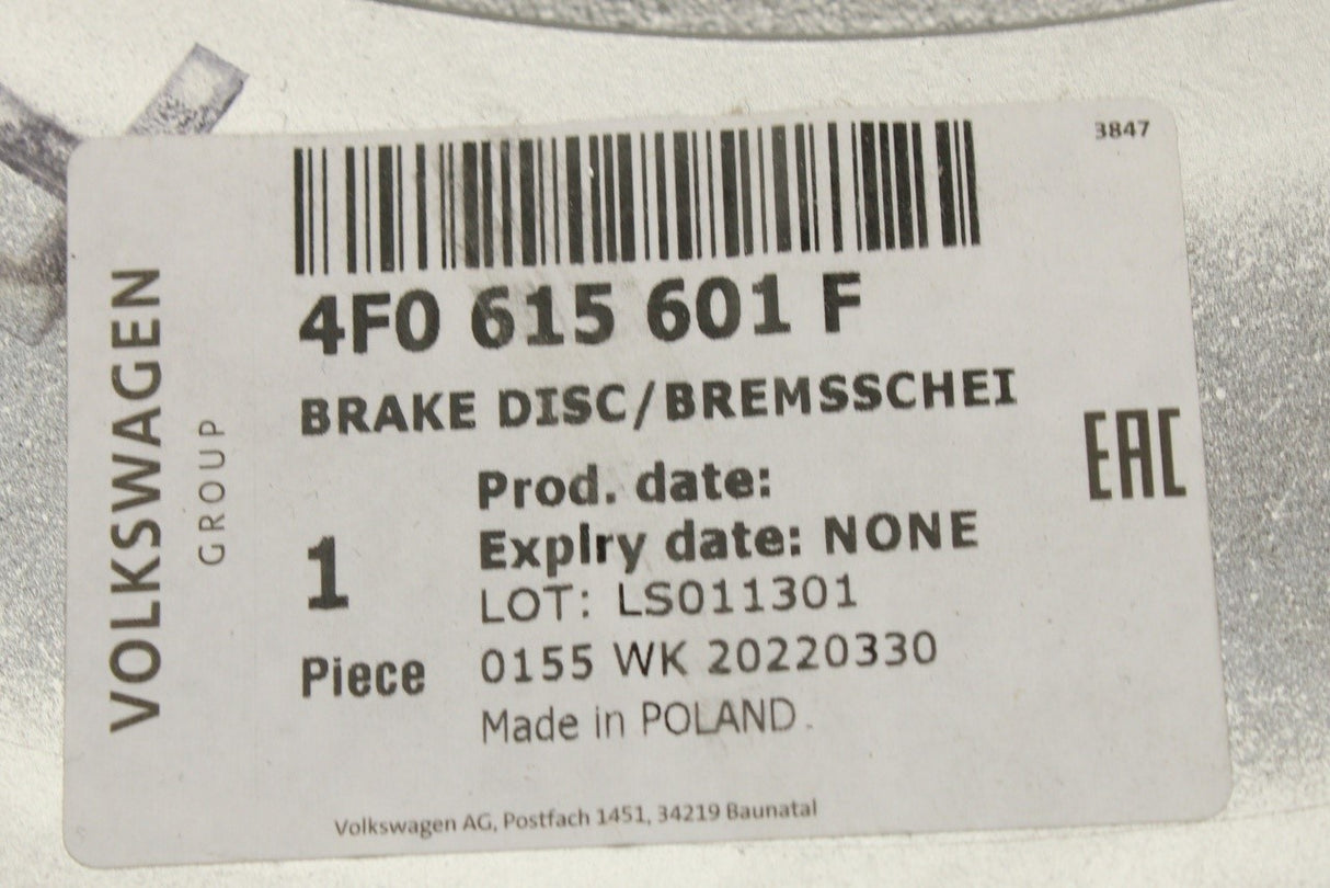 Audi A6 C6 2005-2011 330mm vented rear brake discs x2 4F0615601F