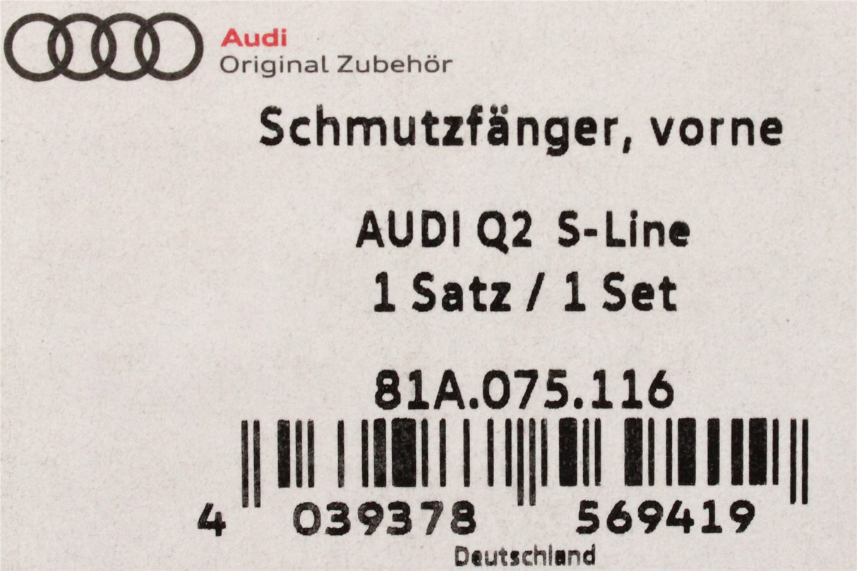 Audi Q2 S-line 2017-on mud flaps (front) 81A075116