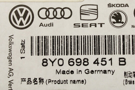 Audi A3 8Y 20-on CUPRA Formentor 21-on brake pads (rear) 8Y0698451B