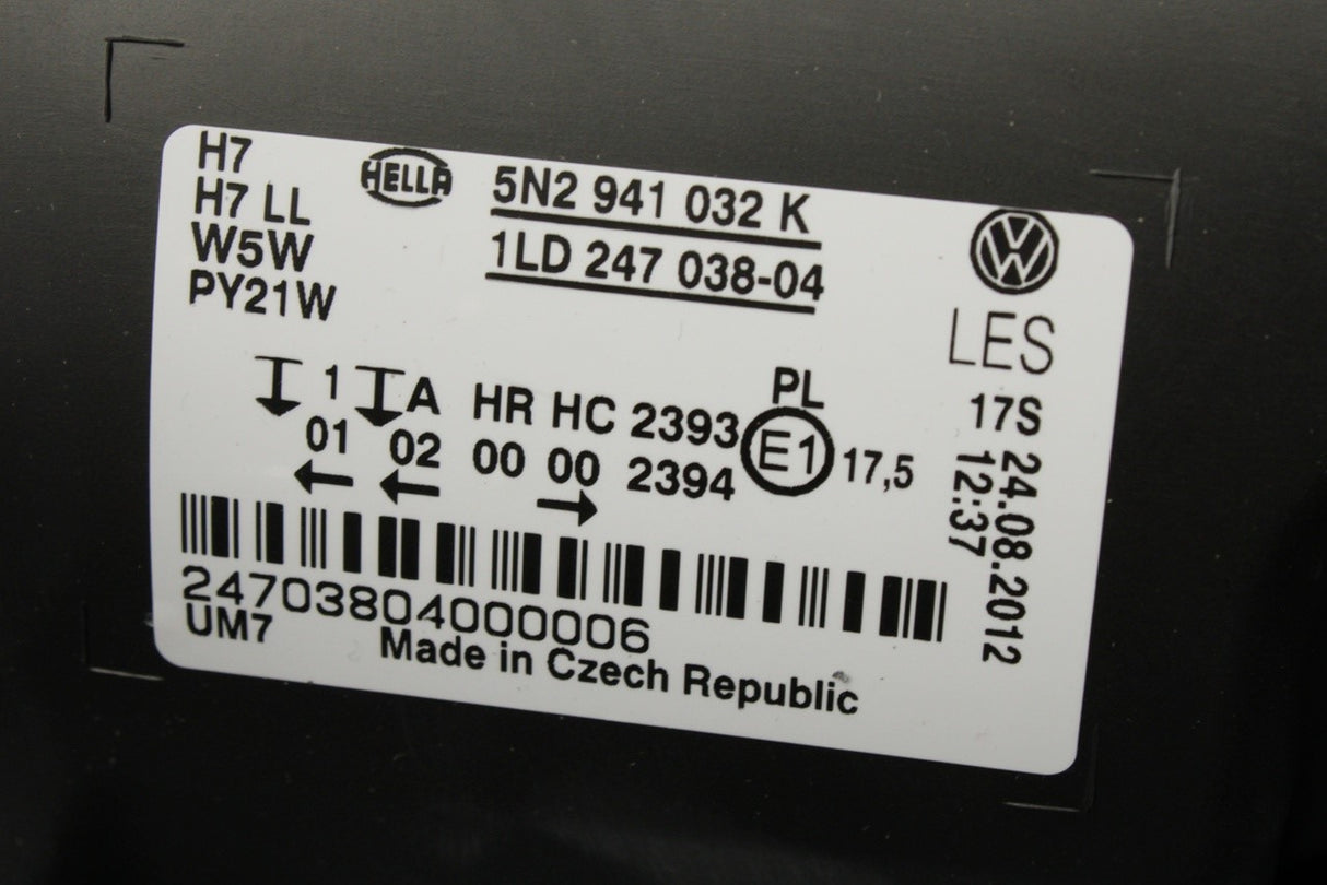 VW Tiguan 2008-2011 RHD halogen headlight (right) 5N2941032K