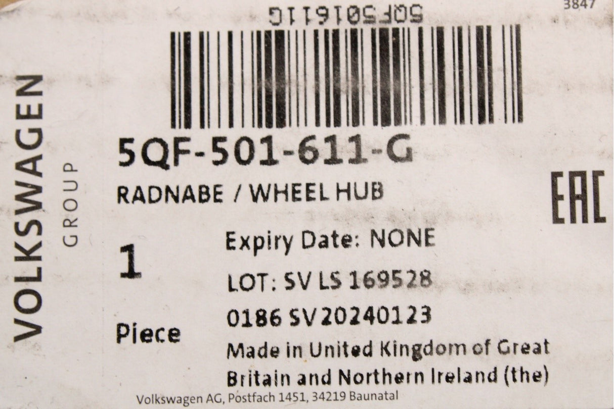 VW Tigaun Audi Q3 Skoda Cupra 2016-on wheel bearing (rear) 5QF501611G