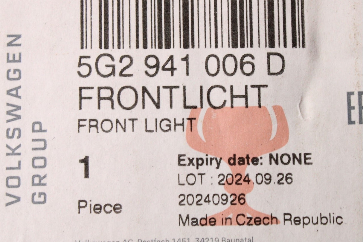VW Golf MK7.5 2017-2020 RHD halogen headlight (right) 5G2941006D