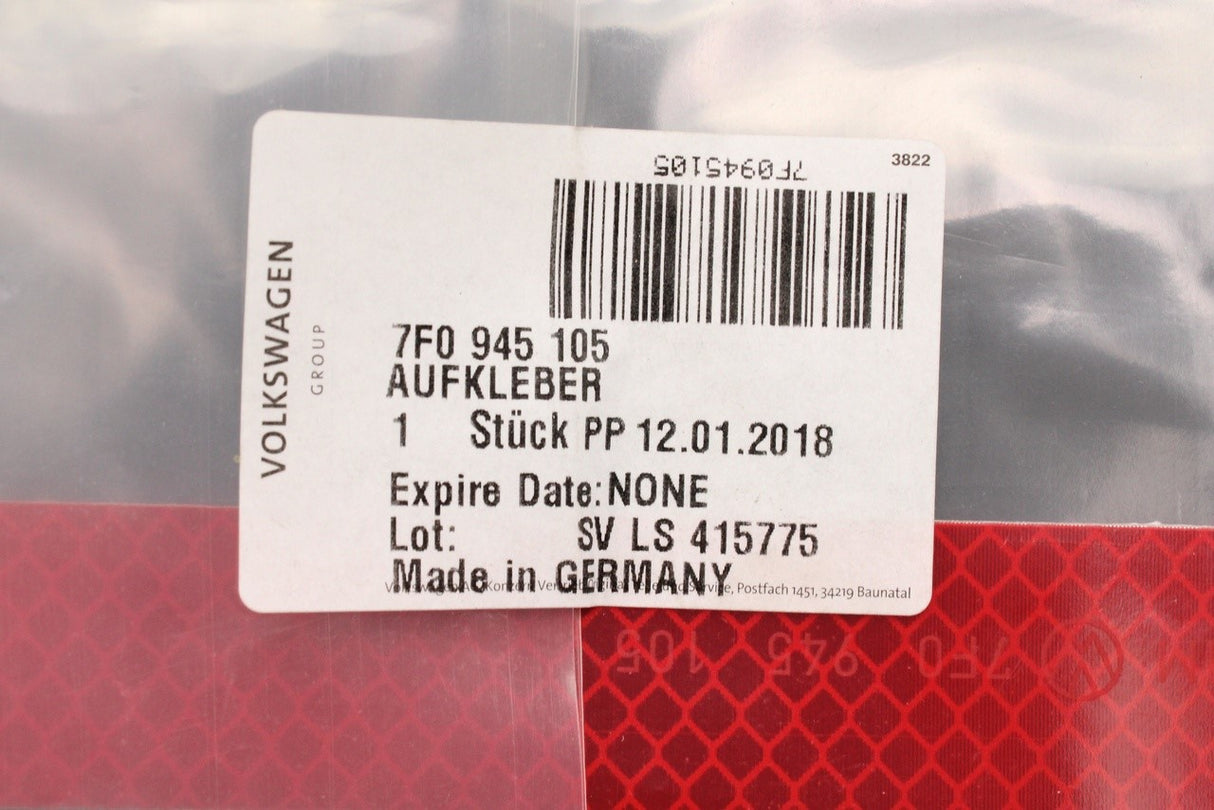 VW Caddy Crafter Transporter fluorescent reflective strip (x1) 7F0945105