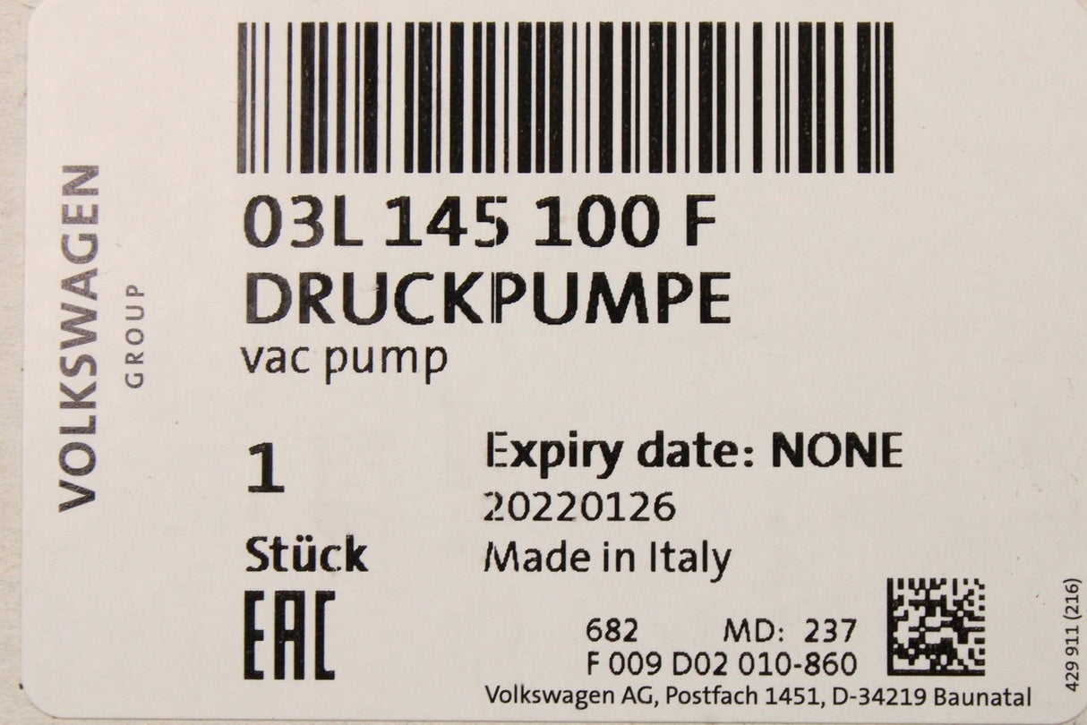 VW Golf MK5 MK6 Audi A3 8P A4 Skoda SEAT 2.0 TDI vacuum pump 03L145100F