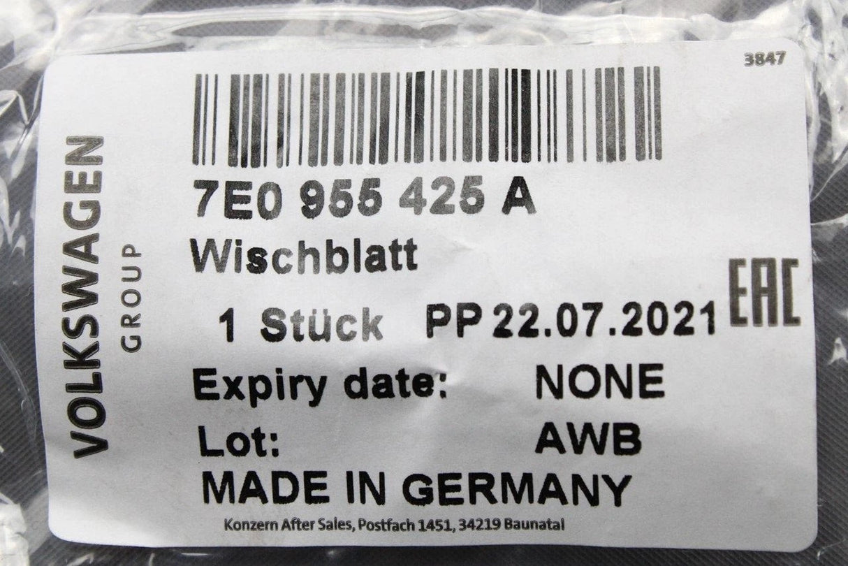 VW Transporter T5 T6 2003-2024 rear aero wiper blade 450mm 7E0955425A