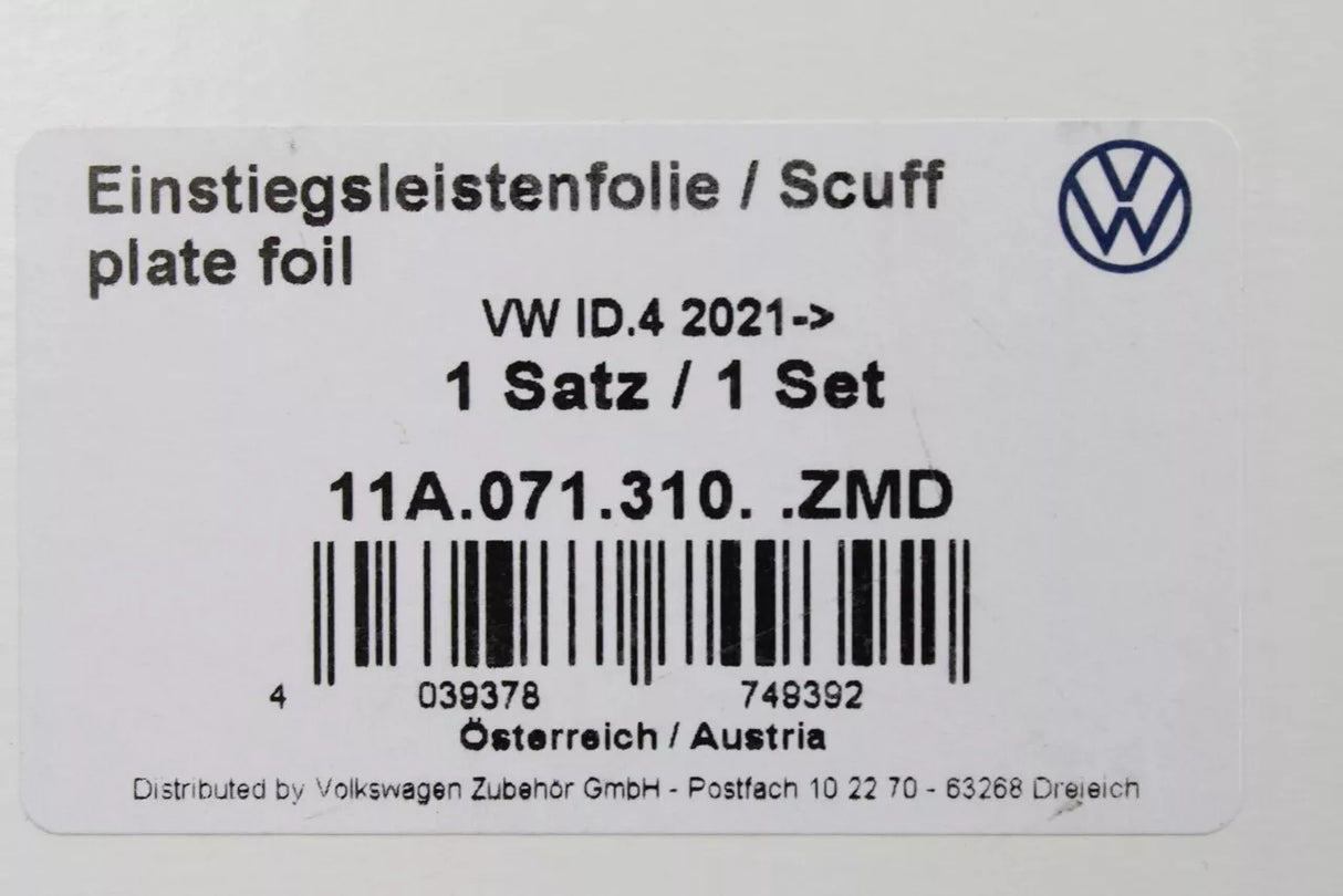 VW ID.4 ID.5 door sill protector foil kit (silver/black) 11A071310 ZMD