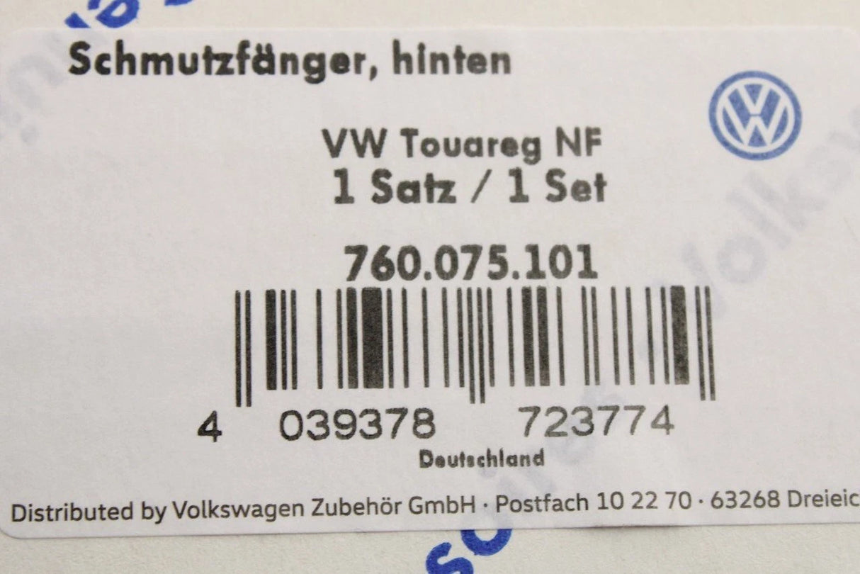 VW Touareg 2018-on accessory front and rear mud flaps set 760075111 / 760075101