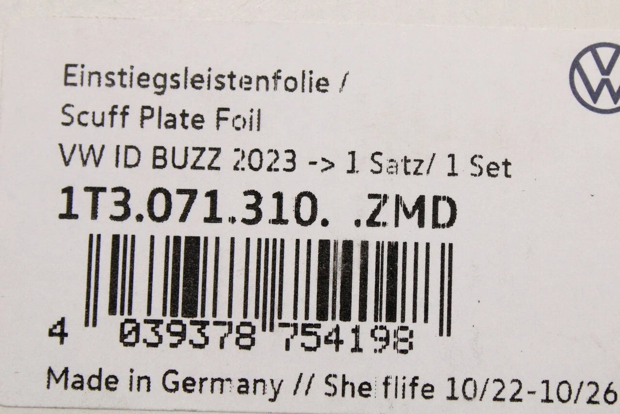 VW ID.Buzz 2023-on front & rear door sill protection films 1T3071310 ZMD