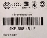 Audi e-tron 2019-on 350x28mm brake pads set (rear) 4KE698451F