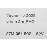 VW Tayron 2025-on RHD all weather floor mats set (7 seats) 57L061511 82V