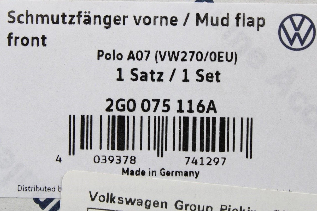 VW Polo AW 2022-on mud flaps set (front & rear) 2G0075116A/101A