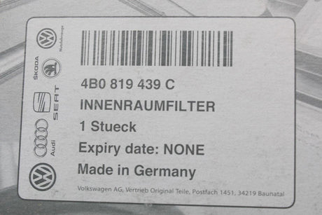 Audi A4 RS4 01-09 A6 RS6 98-05 cabin pollen filter element 4B0819439C