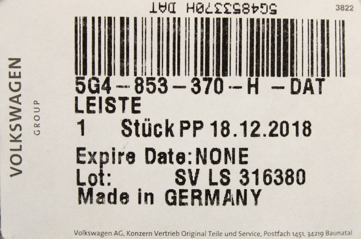 VW Golf GTI MK7 MK7.5 illuminated door sill trim (right) 5G4853370H DAT