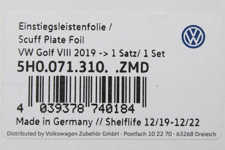 VW Golf MK8 2020-on door sill protection kit black/silver 5H0071310 ZMD