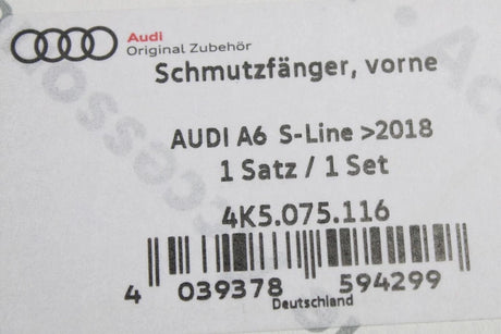Audi A6 2019-on S-line TFSIe mud flaps (front) 4K5075116