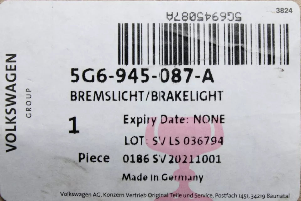 VW Golf MK7 MK7.5 GTI GTD R T-Roc additional brake light 5G6945087A