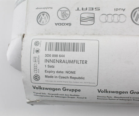 VW Phaeton 2002-2016 cabin pollen filter element 3D0898644