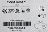 VW Polo Scirocco Skoda Fabia Octavia Rear brake pads 230x9mm 5K0698451E